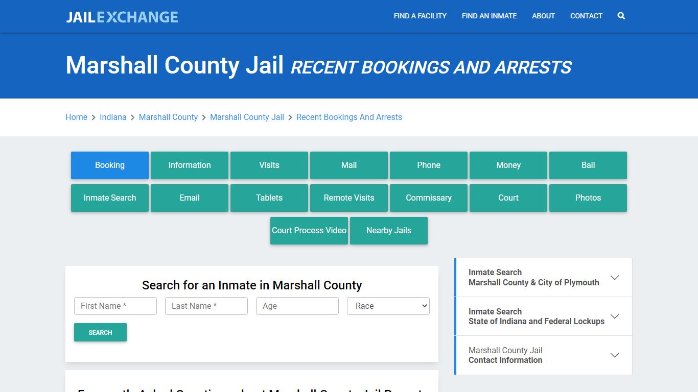 Marshall County Jail Recent Bookings And Arrests - Jail Exchange