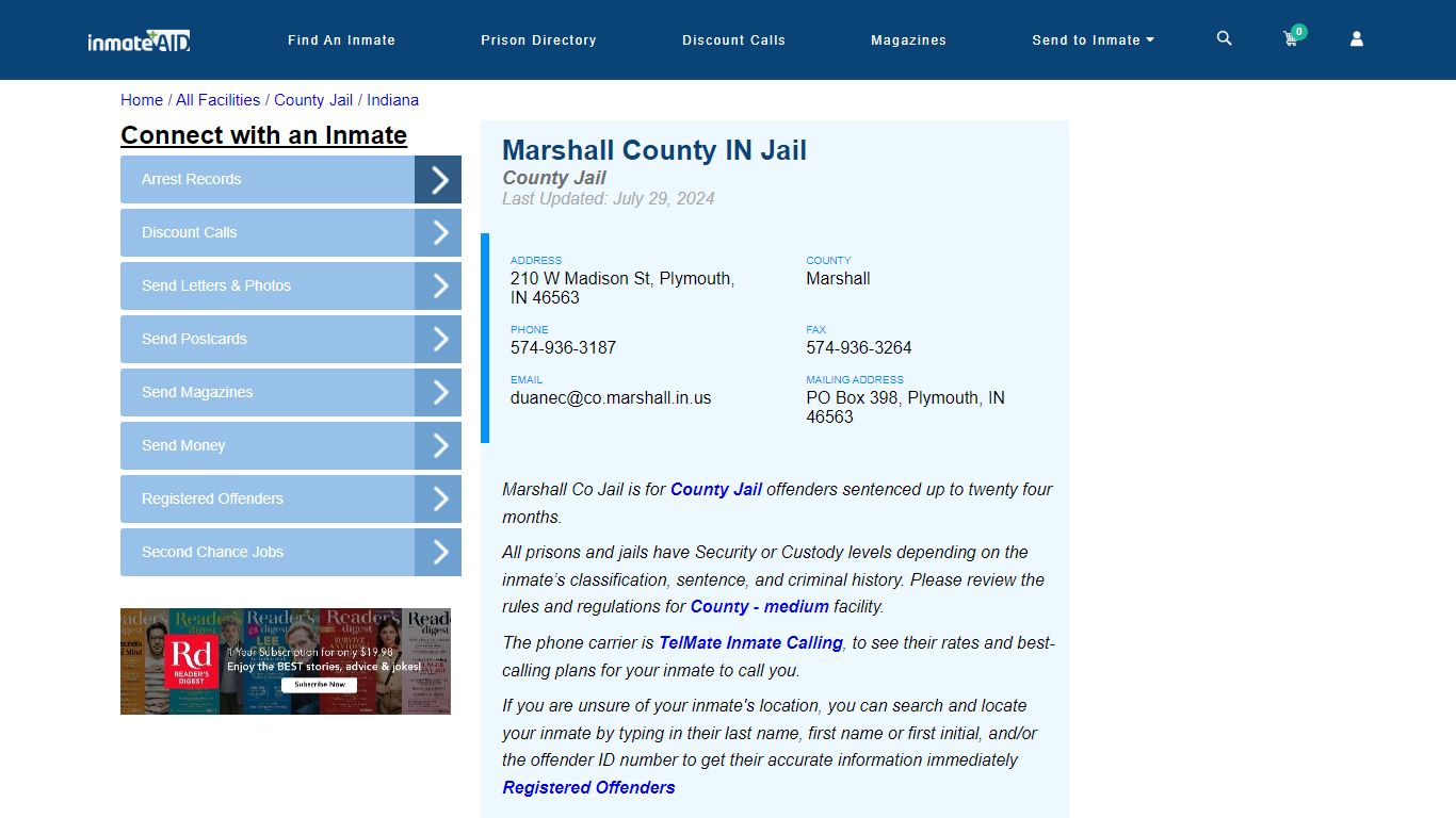 Marshall County IN Jail - Inmate Locator